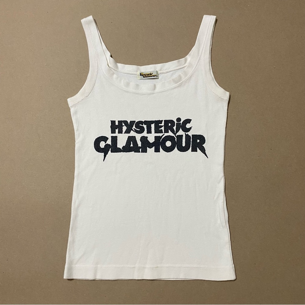 Super cute Hysteric Glamour white tank top with black text 90s y2k